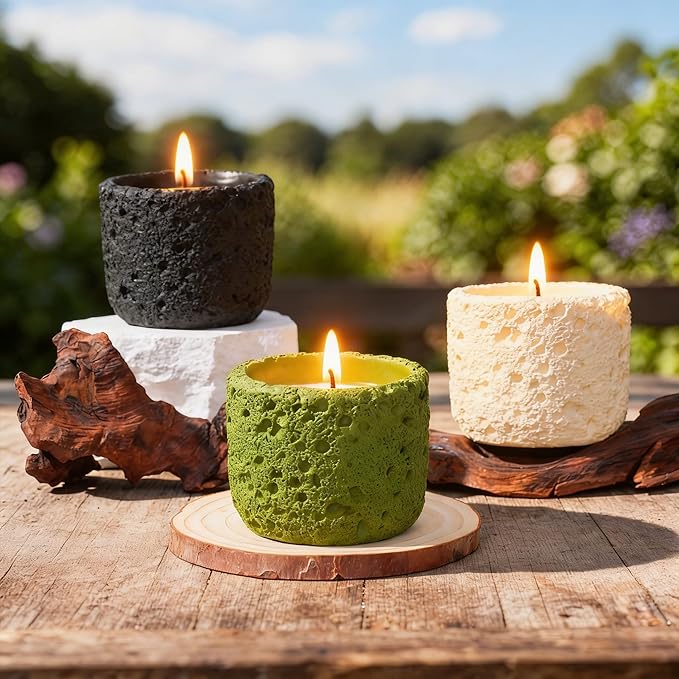 Viyffo 3 Pack Citronella Candles Outdoor, Citronella Candle Set Indoor, Candles for Home Scented, Non Toxic Soy, Colorful Ceramic Jar for Patio, Backyard Décor & Camping Gift (6oz, 12 Hour Burn Each)