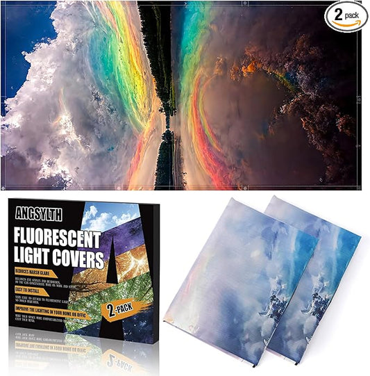 ANGSYLTH 2 Pcs Fluorescent Light Covers - 4 x 2 Feet Covers for Ceiling Lights, Magnetic Light Filters for Classroom, Office, Hospitals, Home (Sunset)