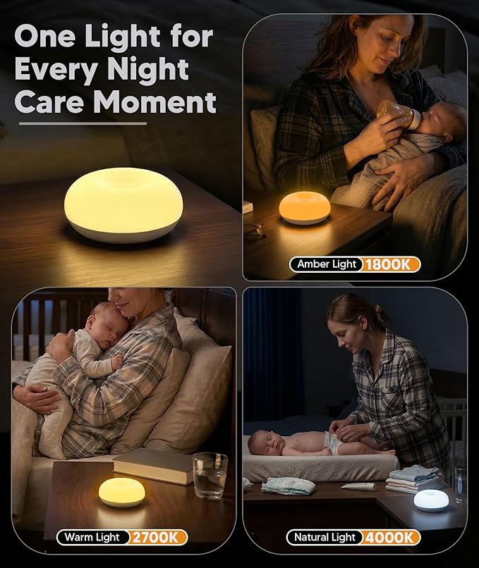 Baby Night Light 1800K No Blue Light, Nursery Night Egg Light for Breastfeeding,Amber BPA-Free Silicone Lamp with Child Lock, Dimmable Touch & Flip Control, Rechargeable Bedside Light for Kids Toddler