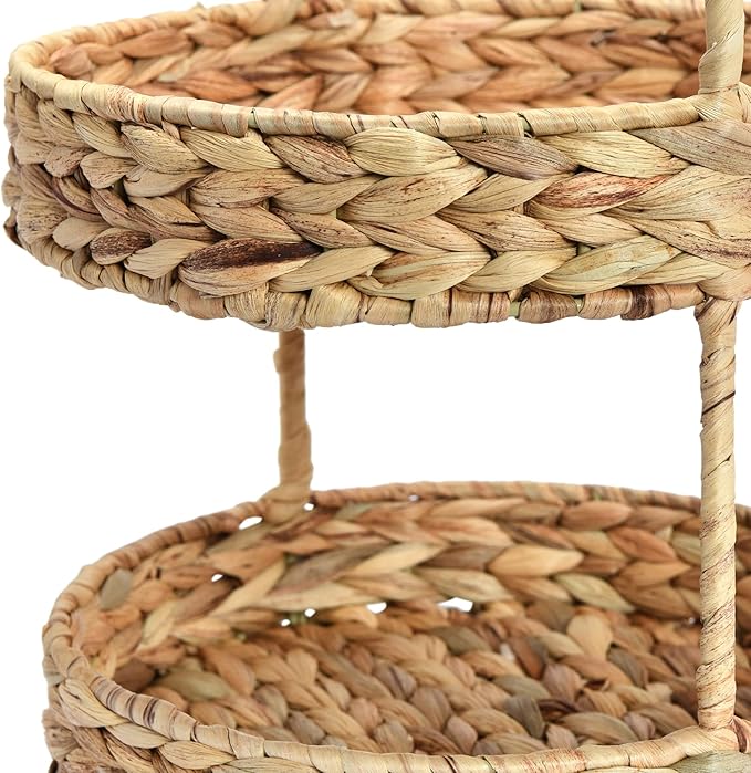Household Essentials Water Hyacinth 2-Tier Tray, Natural