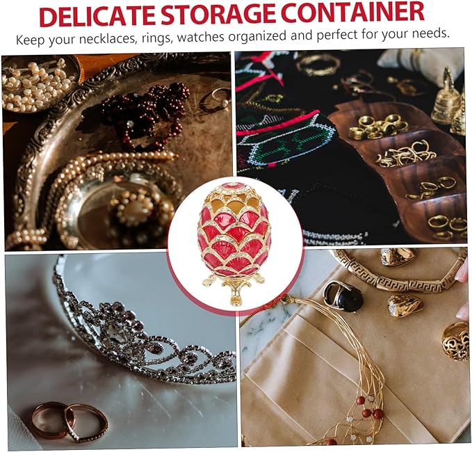 European Style Red Metal Jewelry Box Alloy Ear Display Case Cosmetic Organizer for Women Festival Storage