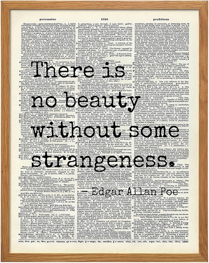 Edgar Allan Poe Gothic Art LARGE 11x14 FRAMED - Retro Goth Wall Decor for Home, Office, Living Room, Bedroom, Bathroom - Famous Quotes Typography Wall Art for Poetry Fans, Vintage Horror Fans