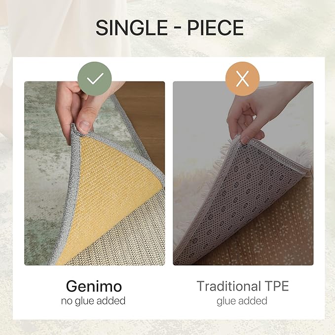 GENIMO No Crease Non Slip 6x9 Area Rugs for Living Room, Craft Woven Modern Rug, Soft Floor Carpet, Single-Piece Rugs for Bedroom, Dining Room, Office, Green Gray