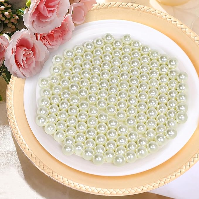 1400Pcs Cream Vase Filler Pearl Beads for Crafting 8mm Beads No Holes Decor Suitable for Wedding Decor, Party Decorations, Centerpiece Table Decorations