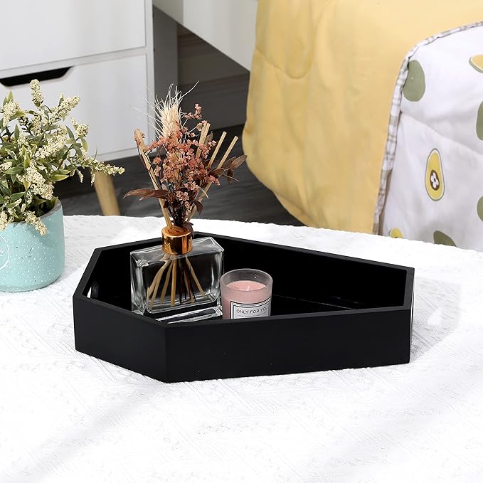 Gothic Coffin Decor Gothic Wooden Makeup Organizer for Vanity,Spooky Halloween Decor for Bathroom,Living Room or Bedroom Witchy Gifts for Women-Black