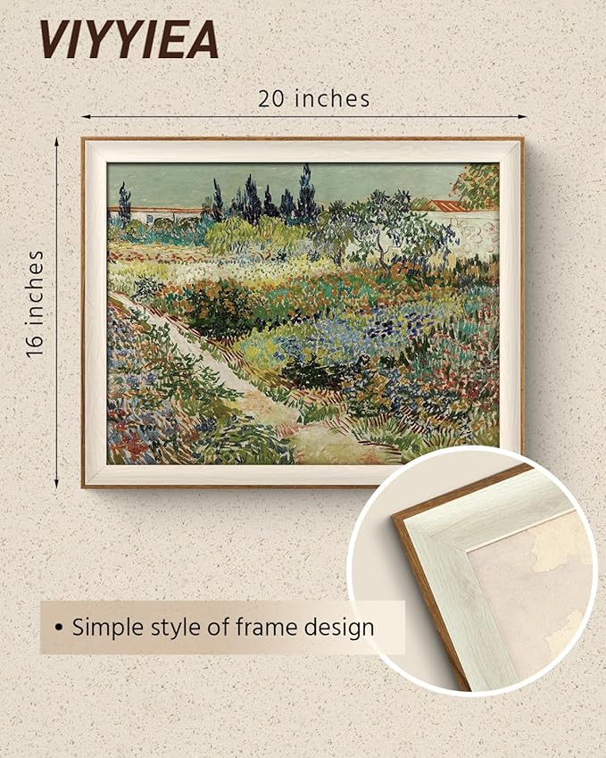 VIYYIEA Framed Canvas Wall Art for Living Room, Vintage Home Decor Landscape Oil Painting Summer Room Decor Bathroom Wall Decor, Gifts for Friends or Family -【Garden of Arles】-(16"x20")