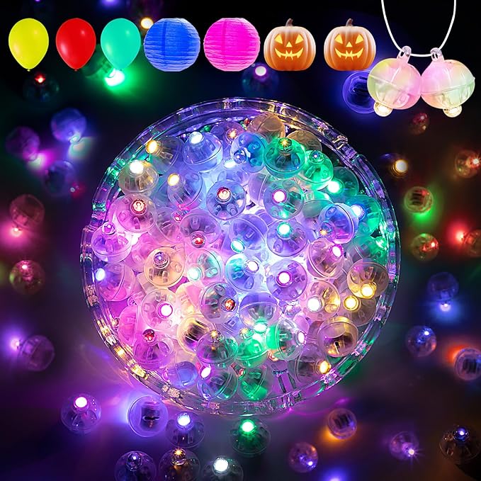 Aogist 200Pcs Multicolor Balloon Lights with Hook,Long Standby Time,Waterproof Mini Light for Birthday Party Wedding Christmas Halloween Easter Decorative (Flash)