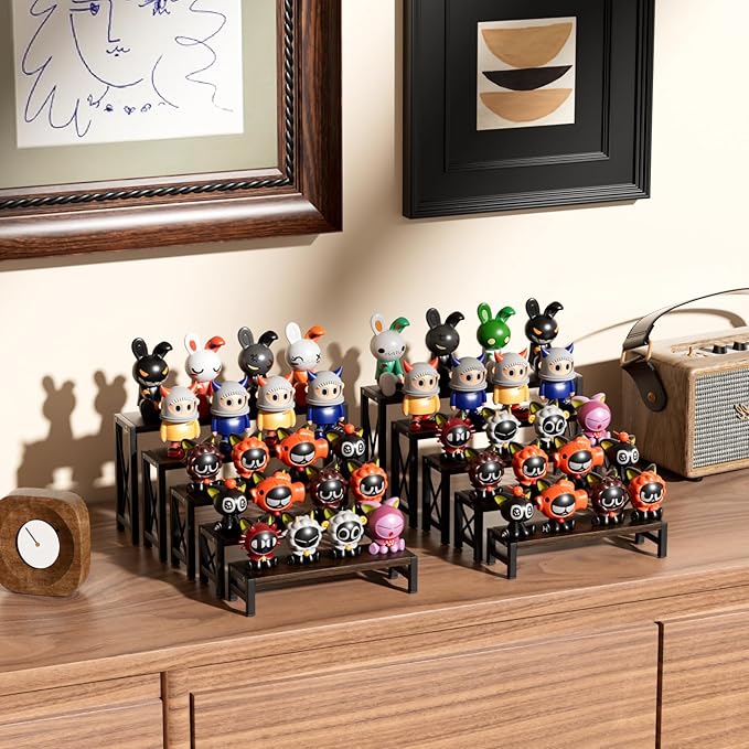 Stackable Wooden Cologne Organizer for Men, 5-Tier Tray Risers Display Makeup Perfume Organizer for Women, Wood Cupcake Stand, Buffet Shelf, Dessert Food Risers, Figure Collectible Stand