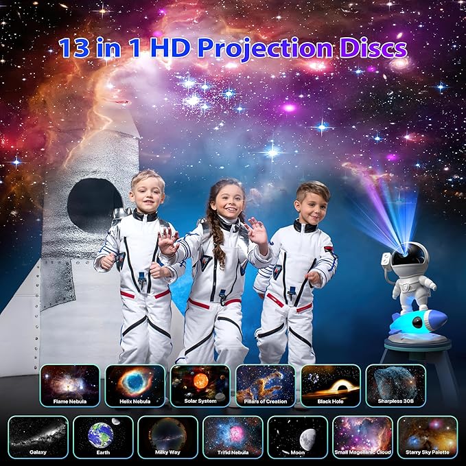 FlyLily Galaxy Projector, 12 in 1 HD Planetarium Astronaut Galaxy Projector for Bedroom, Galaxy Star Night Light Projector for Kids Adults Gaming Room/Party/Home Décor