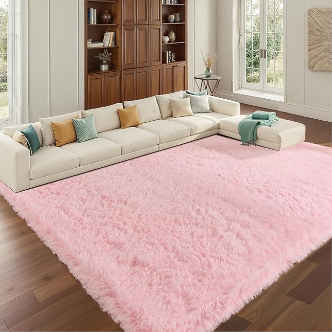 Fluffy Area Rugs for Bedroom - Soft Plush Shag Rug for Living Room Nursery Kids Room - Non Slip Fuzzy Shaggy Floor Carpets for Girls Boys Play Room Dorm Decor (Pink, 5' x 7')
