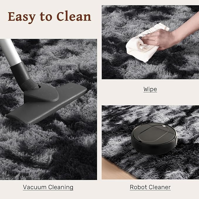 7x10 Area Rugs for Living Room, Large Fluffy Shag Bedroom Rugs Non-Slip, Ultra Soft Plush Carpet for Nursery Kids PlayRoom Dorm Office Indoor Modern Carpets(Dark Grey)