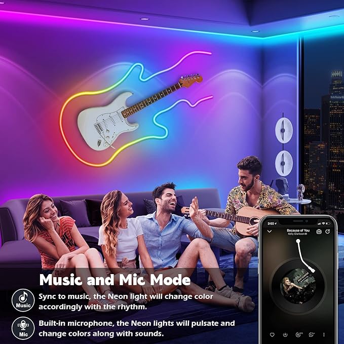 AILBTON 32.8Ft Neon Rope Lights,Flexible Led Rope Lights Control with App/Remote,Multiple Modes Music Sync Gaming RGB Led Neon Lights for Bedroom Outdoor