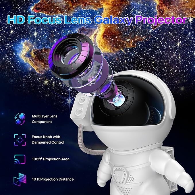 FlyLily Galaxy Projector, 12 in 1 HD Planetarium Astronaut Galaxy Projector for Bedroom, Galaxy Star Night Light Projector for Kids Adults Gaming Room/Party/Home Décor