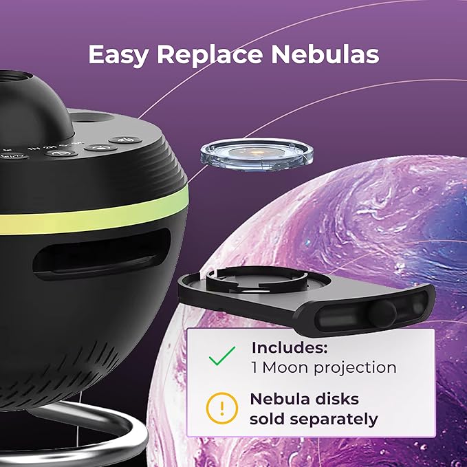 4K Home Planetarium Galaxy Projector for Bedroom - LED Sky Galaxy Night Light Star Planet for Kids - Meteor Effect Ceiling Lights Projector with One Replaceable Moon Nebula - Gift for Kids