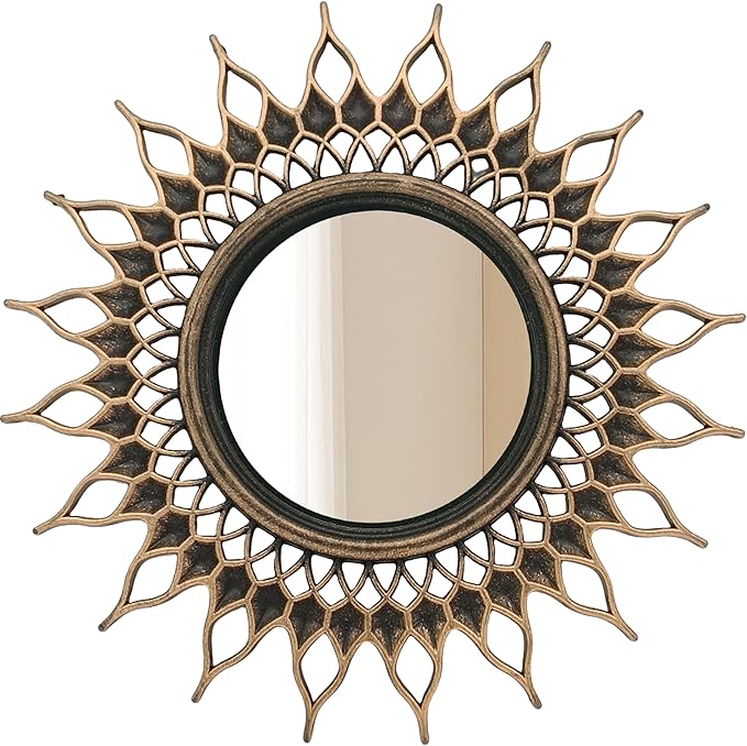 Retro Gold Mirrors for Wall Pack of 3. Round Mirrors. Decorative Mirrors.Small Wall Mirrors for Decor Home Decor.Plastic Frames.Glass Mirrors.Make Old Gold Color.NOT A Large Bathroom Vanity Mirror.