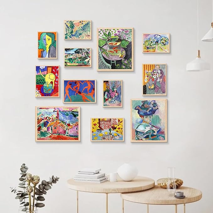KBKBART Matisse Wall Art Prints Set of 12, Matisse Eclectic Wall Decor, Colorful Abstract Painting Wall Decor Aesthetic, Minimalist Vintage Gallery Canvas Paintings, Eclectic Home Decor, Unframed