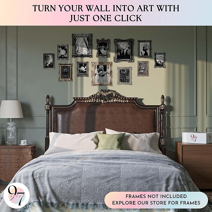 97 Decor Vintage Gothic Decor For Bedroom - Witchy Home Decor, Halloween Witchy Wall Art Prints, Creepy Dark Posters Witch Pictures Spooky Wall Decorations (Unframed)