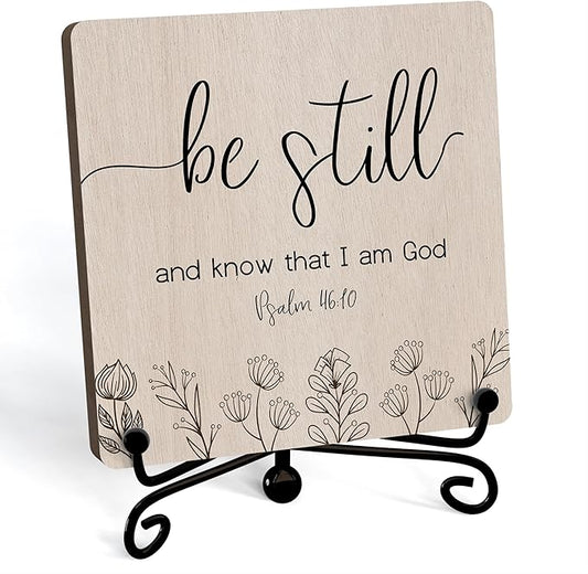 Home Decor, Farmhouse Be Still And Know That I Am God Shelf Decor For Living Room, Christian Gifts For Women Men, Entryway Tv Stand Fireplace Mantle Coffee Table Decoration (Still-15)