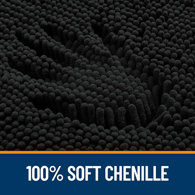 OLANLY Large Bathroom Rugs 70x46, Extra Soft Absorbent Chenille Bath Rugs, Rubber Backing Quick Dry, Machine Washable Bath Mats for Bathroom Floor, Tub and Shower, Home Decor Accessories, Black