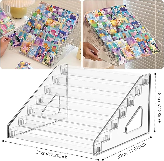 White Acrylic Card Display Stands - 7 Tier Clear Acrylic Display Shelf, Makeup Organizer Perfume Organizer, Acrylic Shelves,Sticker Display,Card Stands For Display,Card Display Stand,Figure Display