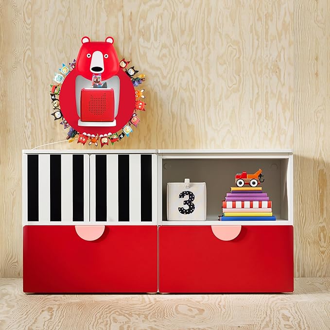 TonieBox Storage,Tonies Storage Shelf,Creative Bear Design Children's Magnetic Tonies Shelf,30-40pcs Tonies Figures Floating Shelf for Tonies Figures Display (Red).