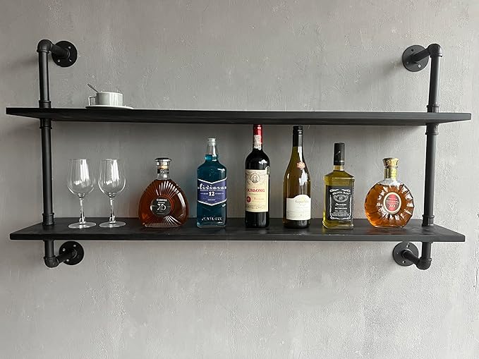 HDDFER Floating Bookshelf Shelves Industrial Pipe Shelving Pipe Shelves Rustic Wall Shelf 48 Inch Farmhouse Book Shelves for Wall Mounted