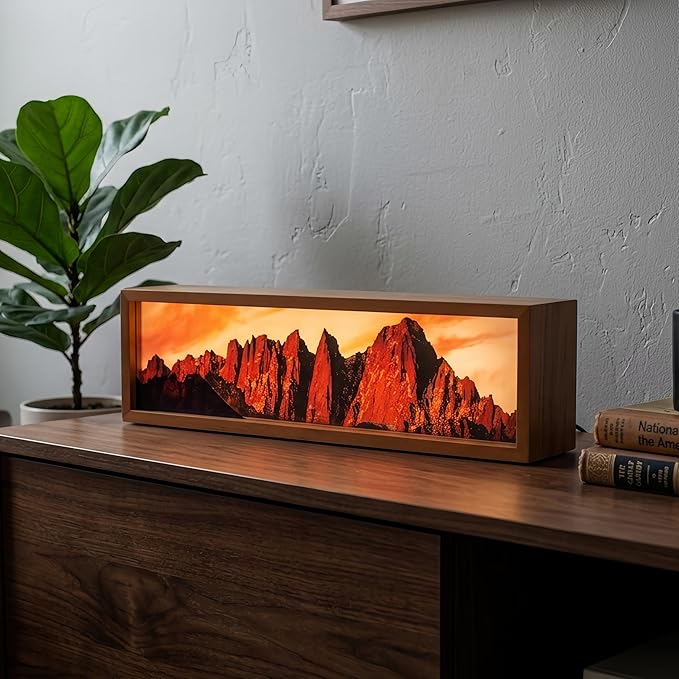 Mount Whitney in Sunlight Led Light Box 3 Layers of Acrylic Light Box Handmade Table Lamp for Room Decor Travel Gift (Mount Whitney in Sunlight)