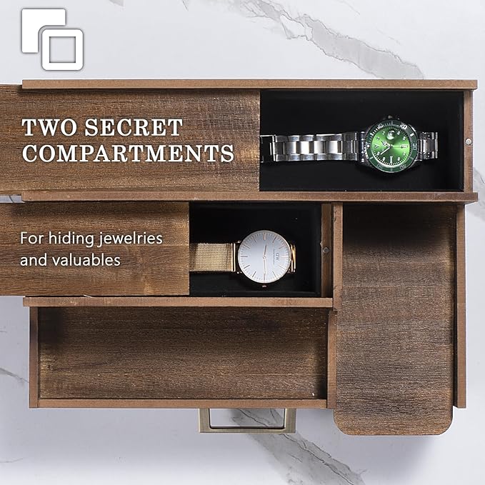 Cologne Organizer for Men, 3 Tier Perfume Display Stand with Drawer and Hidden Compartments, Stylish Wooden Mens Cologne Holder for Dresser Storage, Great Gift for Men/Fathers, Deep Brown