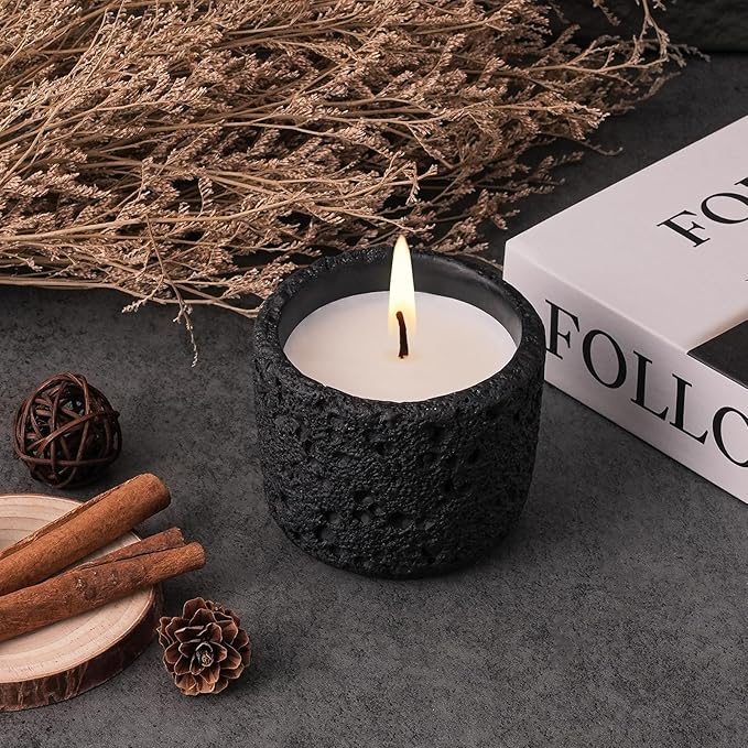 Viyffo 6oz Citronella Candle Outdoor, Small Citronella Candle Indoor, Candles for Home Scented, Non Toxic Soy, Black Ceramic Jar for Patio, Backyard Décor & Camping Gift (12+ Hours Burn)