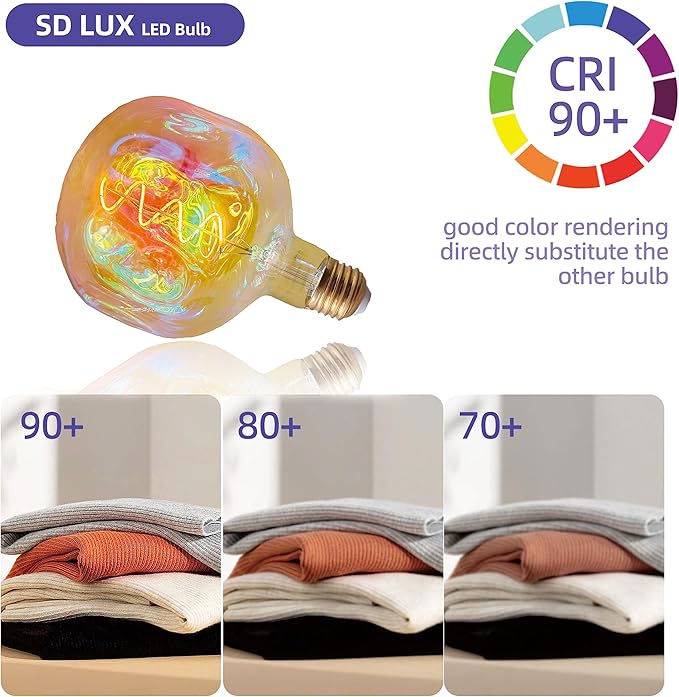SD LUX Oversized Vintage LED Light Bulbs 5W, Medium Base E26, Giant Huge Edison Bulb Large Full Color Decorative Bulbs, Dimmable 250LM(25W Equi) Pendant Lighting Warm White 2200K,1 Pack (G150C)