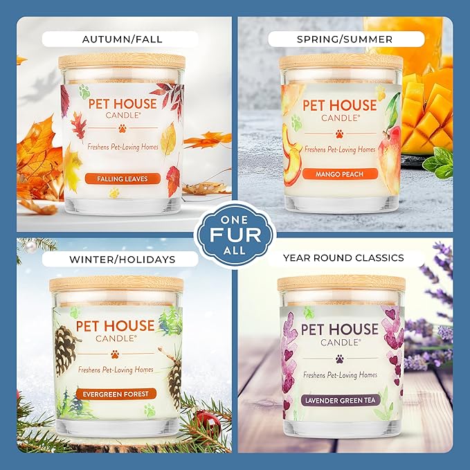 Pet House Candles, Natural Plant-Based, Long Lasting Candles for Pet Odor, 60 Hour Burn Time - Juicy Melon, 9 oz