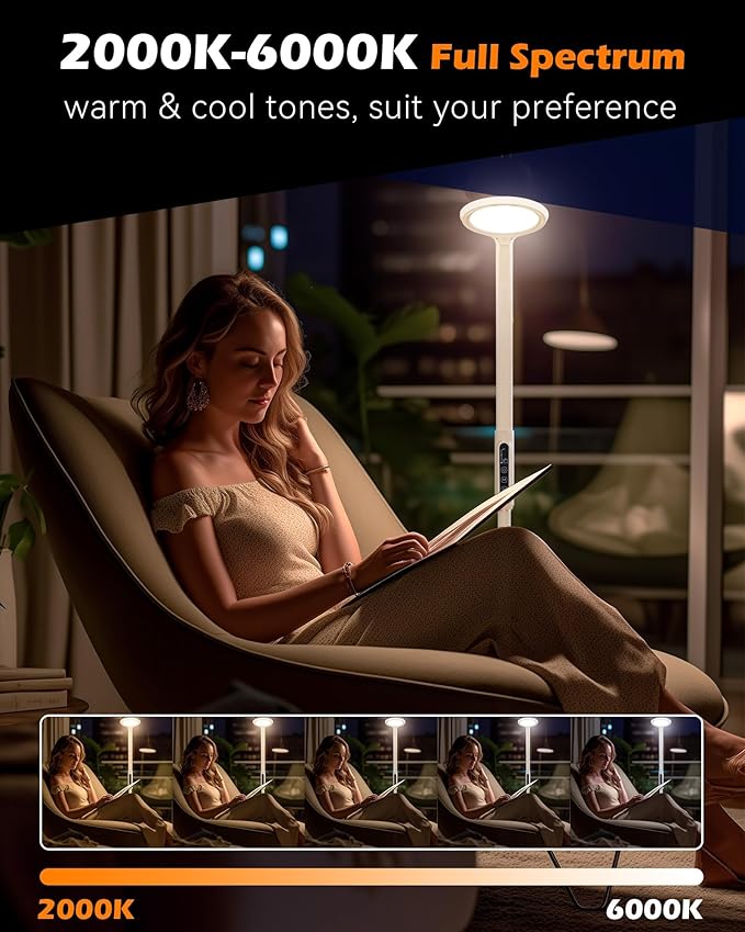 Aoife Light Therapy Lamp, 11000 Lux Sun Light Therapy Lamp, UV-Free Sunlight Lamp, 10 Brightness Levels, Full Spectrum Happy Therapy Lamp