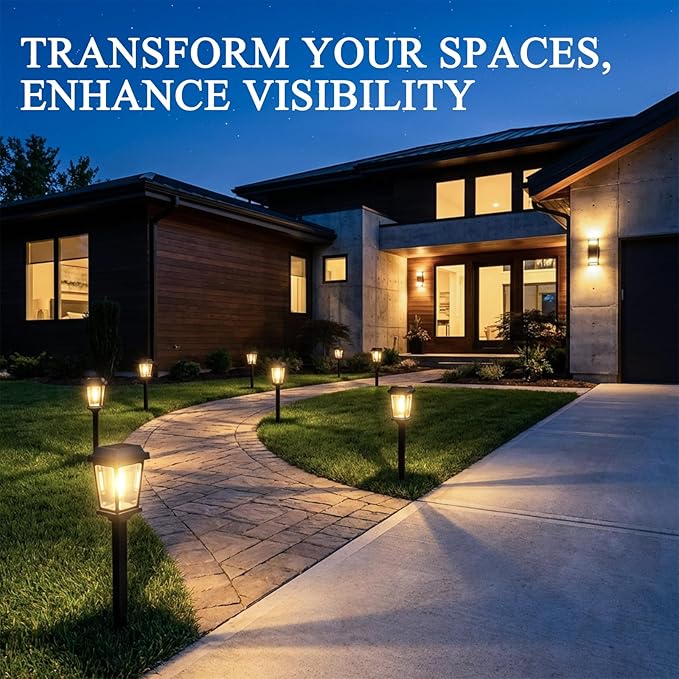 Solar Pathway Lights Outdoor 10 Pack, LED Solar Garden Lights Auto On/Off Waterproof, Warm White Landscape Lighting for Path Yard Walkway Driveway Decor