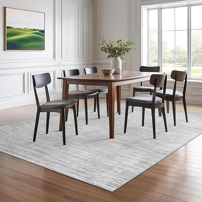Valenrug Washable Rugs 8x10 - Non Slip 8x10 Area Rugs for Living Room, Stain Resistant Area Rugs for Bedroom, Foldable Machine Washable Area Rug(8'x10', Grey)