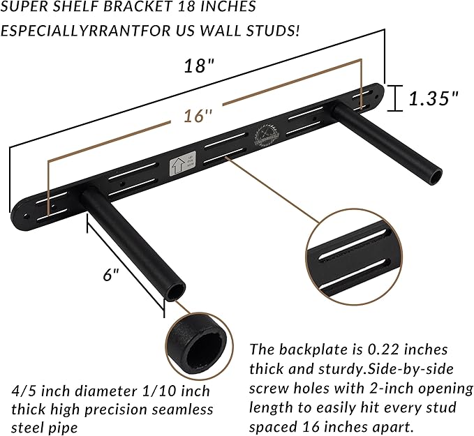 24 Inch Floating Shelves,8-in Deep High-End Solid Wood Floating Shelves for Wall Set of 2,Black Floating Shelves for Bathroom Bedroom Kitchen, with Sturdy Hidden Bracket, Black