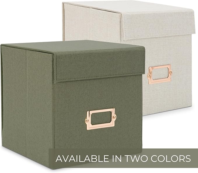 ZICOTO Beautiful Greeting Card Organizer Box With Dividers - Sturdy Linen Storage Box Easily Organizes All Your Greeting Cards in Style - Cute Card Holder Safely Stores Up to 300 Small Or Large Cards