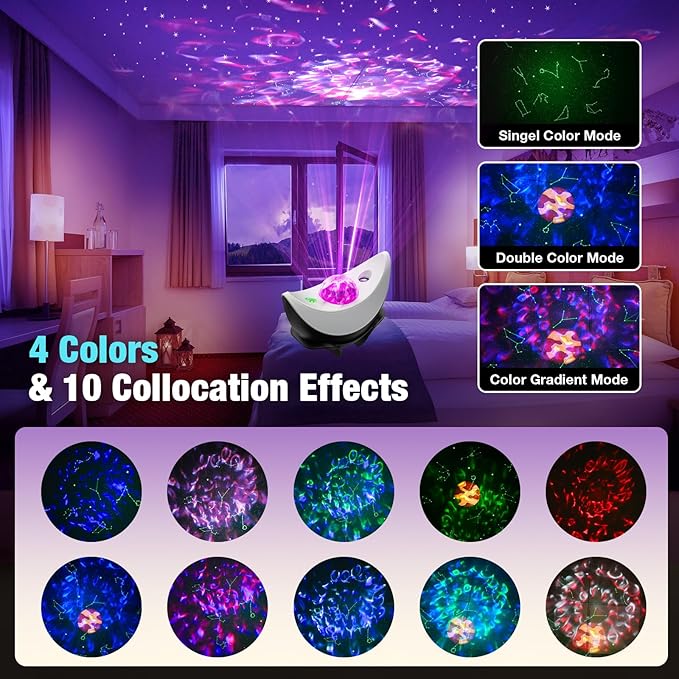 Star Projector, Galaxy Projector for Bedroom, Night Sky Projector Built-In Bluetooth Speaker, LED Light Projector with Timer & Remote Control for Bedroom Decor, Home Theater, Ceiling, Kids Room, Party