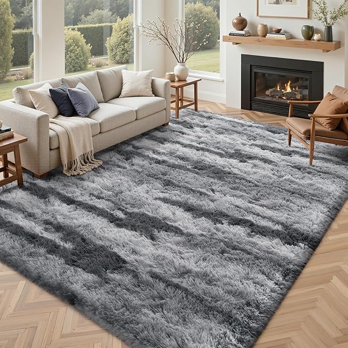 Zebra 4x6 ft Fuzzy Rug for Living Room,Black White Bedroom Area Rugs Non-Slip,Carpet for Nursery Kids PlayRoom Indoor Modern Plush Carpets