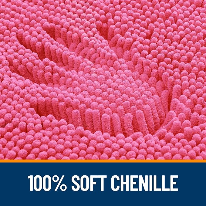 OLANLY Large Bathroom Rugs 59x35, Extra Soft Absorbent Chenille Bath Rugs, Rubber Backing Quick Dry, Machine Washable Bath Mats for Bathroom Floor, Tub and Shower, Home Decor Accessories, Hot Pink