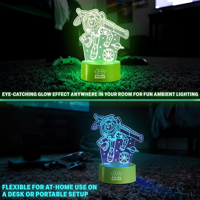 Get Trend Disney Toy Story 3D Illusion Night Light for Kids, Buzz Lightyear, 16 Colors, 4 Lighting Modes, Dimmable, LED Desk Lamp, Bedroom Decor, Gifts for Boys, Girls (Multi Toy Story)