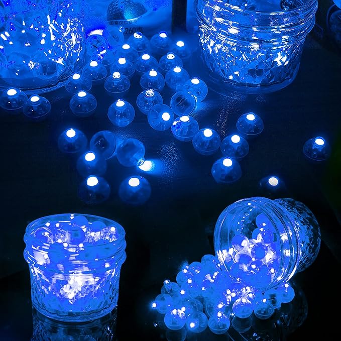 Aogist 200Pcs Blue Balloon Lights with Hook,Long Standby Time,Waterproof Mini Light for Birthday Party Wedding Christmas Halloween Easter Decorative (Steady)