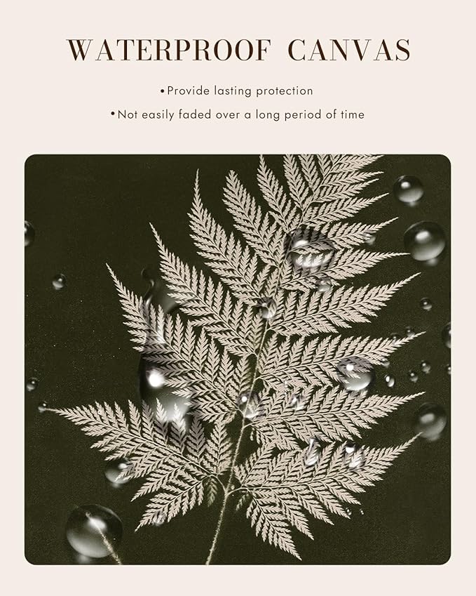 Bzstyleart Vintage Wall Art Decor Bedroom, Vintage Gold Framed Artwork, Fern Leaves Botanical wall Art Living Room, Canvas Picture Painting Room Decor Aesthetic, 12 x 16 Inch