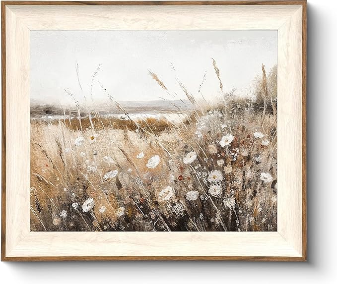 ASTRDECOR Framed Vintage Wall Art Home Decor, Farmhouse Decor Wall Art Autumn Country Wildflower Field Nature Canvas Art Wall Decor Living Room, Vintage Oil Painting Botanical Art Prints Decor-10''x12''