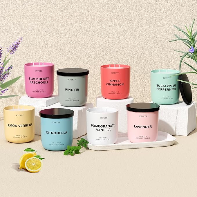 Lemon Verbena Scented Candle for Home, 14.2oz 80H Long Lasting Aromatherapy Candles for Energy & Focus, Non-Toxic Essential Oil & Soy Wax | Citrus & Herbal Freshness