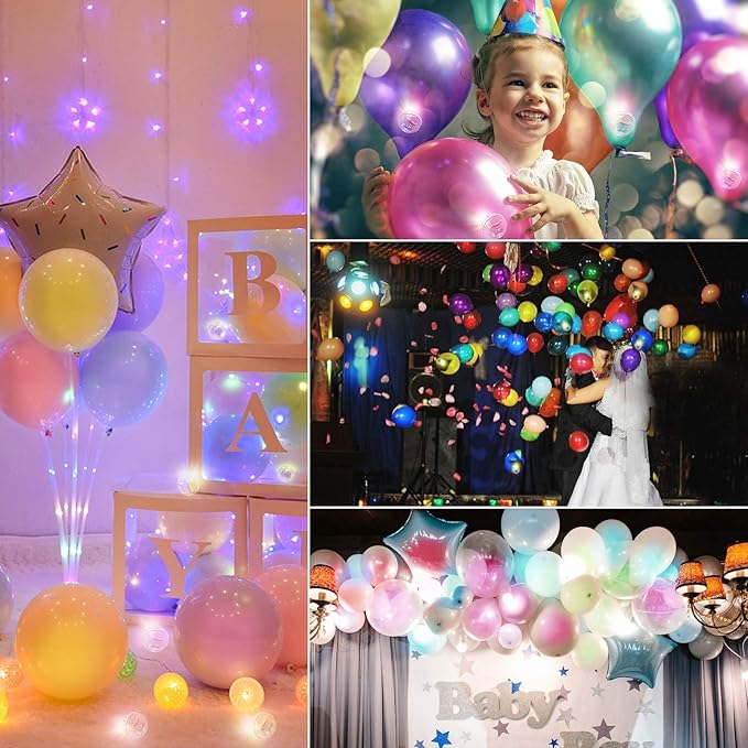 100pcs Balloon Lights, Long Standby Time Mini Ball Light, Round LED Multicolor Twinkling Ball Lamp for Paper Lantern Balloon Party Wedding, Birthday and Festival Christmas Decorative Lights