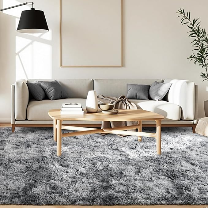 FinRèc 5x7 Feet Grey Rugs for Bedroom Living Room, Soft Fuzzy Shaggy Area Rug, Non-Slip Fluffy Furry Shag Rug for Nursery Kids Room Dorm Room Home Decor, Indoor Plush Floor Carpet
