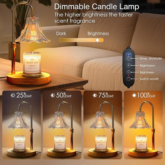 Banbanda Candle Warmer Lamp with Timer: 2026 Mothers Day Gifts for Women, Adjustable Camdle Warmer with 2 Bulbs, Flower Candle Lamp for House Warming Room Decor