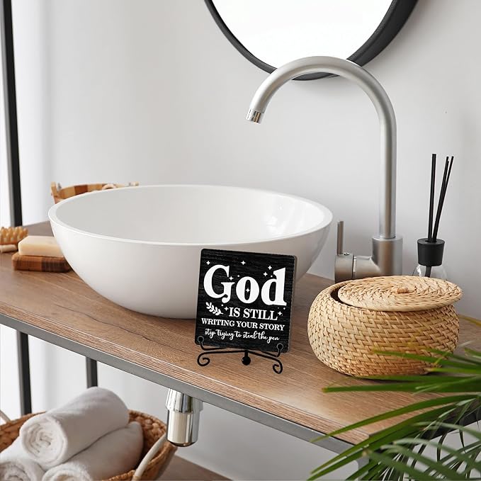 Home Decor, Farmhouse Shelf Decor For Living Room, Boho Aesthetic Table Decorations, Christian Gifts For Women Men, Entryway Tv Stand Fireplace Mantle Coffee Table Decoration (story-03)