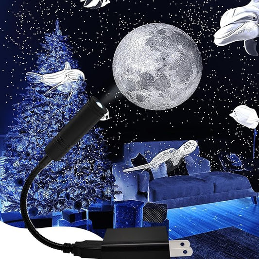 HD Moon Projector Shooting Star Manual Focus,Romantic LED Night Light Bedroom Atmosphere Projection Decoration