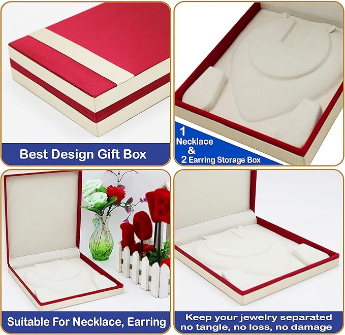 atorakushon Pendant Necklace Earring Ring Bracelet Jewelry Box Gift Case Box Wedding Jewelry Storage Holder for Engagement Proposal Special Occasions